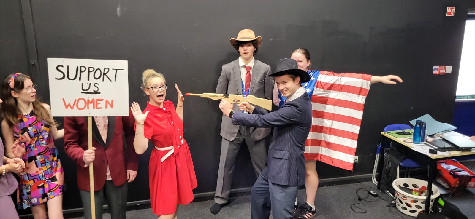 Man Posing in American Suit